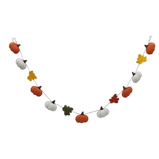 6ft. Orange & White Fabric Pumpkin Garland by Ashland®